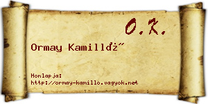Ormay Kamilló névjegykártya